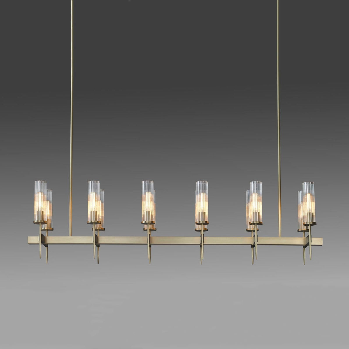 Cylinder Modernist Brass Chandelier